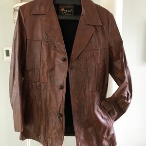 Leather unisex lined jacket. S/M